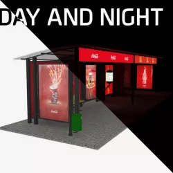 Large bus stop v1 day and night 3D model