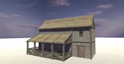 Medieval stables Low-poly 3D model
