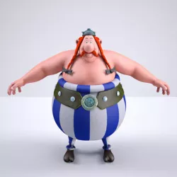 Obelix Low Poly with 4k Texture and Displacement map  Low-poly 3D model