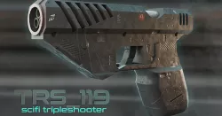 SciFi Gun - Tripleshooter Low-poly 3D model