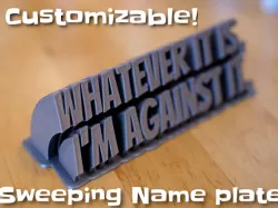 Sweeping 2-line name plate (text)