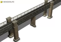 Train bridge 3D model