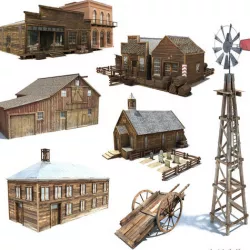 Wild West Pack Low-poly 3D model