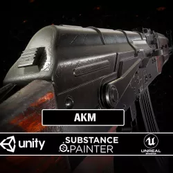 AKM Rifle Low-poly  3D model