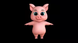 Asset - Cartoons - Character - Pig - 3D Models Low-poly  3D model