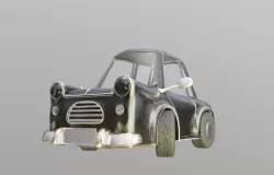 cartoon car with clean and rusty paint map 3D model