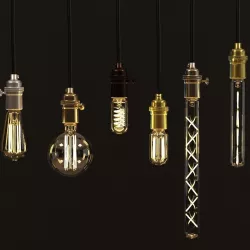 Decorative Edison LED Tube Set E24 with Sockets 3D model