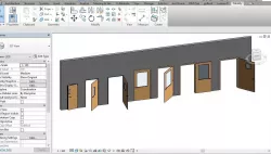DOOR WITH VISION PANEL REVIT FAMILY 3D ROTATED  FULL PARAMETER 3D model