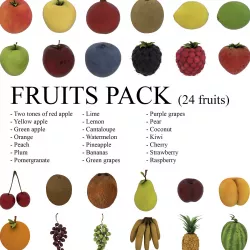Fruits Pack - 24 fruits 3D model