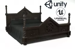 Gothic Bed Game model Low-poly  3D model