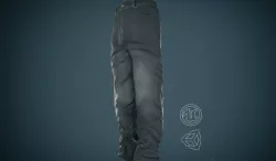 Gray Baggy Jeans Pants Low-poly  3D model