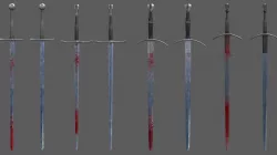 Medieval Swords pack -Bloody and clean-  Low-poly  3D model