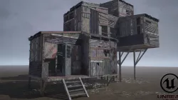 Modular Post-Apocalyptic Buildings Low-poly  3D model