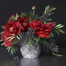 Red Peonies Vase 3D model