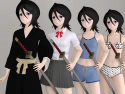 Rukia Kuchiki anime girl pose 01 3D model