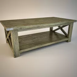 Rustic X Coffee Table Low-poly  3D model