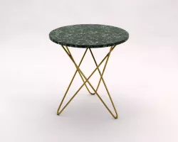 SIDE TABLE---Marble tray and brass crossed rods 3D model