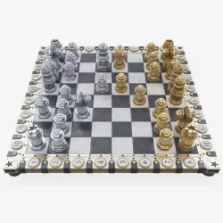 Steampunk chess set 3D model