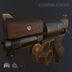 Steampunk gun ow-poly game ready  Low-poly  3D model