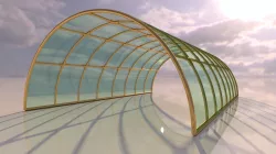 Structure with connections arched architectural space frame 3D model
