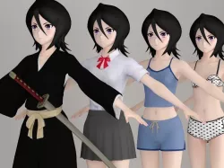 T pose nonrigged model of Rukia Kuchiki anime girl 3D model