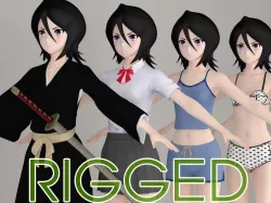 T pose rigged model of Rukia Kuchiki anime girl 3D model