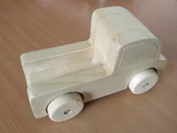 Wooden toy pickup truck