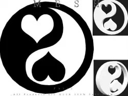 Ying yang symbol Heart Low-poly  3D model
