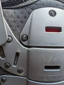 Bolt and nut for repairing an Acerbis Koerta body armor/protector jacket