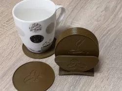 Coffee mat (coaster) & holder - kávičkárska súprava