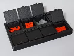 Hinged lid containers connector frame