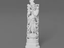 Krishna Playing the Flute - A Sandalwood Carving