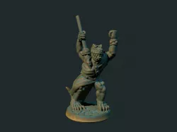 Lizardman with javelin (supportless, FDM friendly)