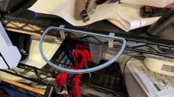 Minimal wire shelving garbage hoop