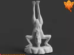 Yoga Guru in Sirasana (Headstand)