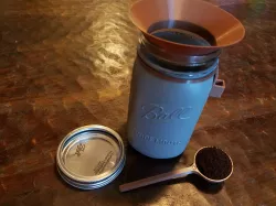 Coffee scoop, scoop holder, and funnel for mason jar