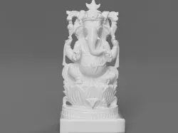 Ganesh on Lotus with Crescent moon Crown