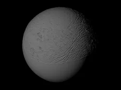 Titania with approximate topography scaled one in ten million