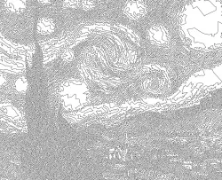 Van Gogh's Starry Night TSP Single Line Drawing