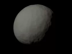 Ganymede with exaggerated topography scaled one in sixty million