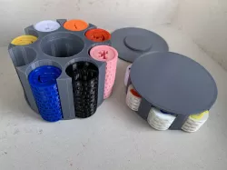 Poker chip holder for 25mm chips with a screw on lid