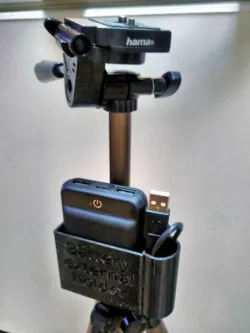 Battery Pack Holder  for Hama Camera Tripod using a Zoom Q2n-4K camera