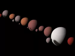 Largest TNOs and their moons shapes scaled one in ten million