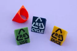 Customizable recycling symbol rings: Signet, embossing and engraving