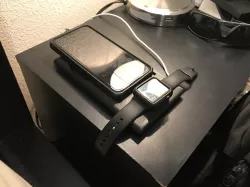 iPhone XR w/UAG case + Apple Watch Minimalistic Night Stand Dock