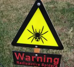 Radioactive Spiders Warning Sign for Halloween