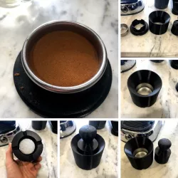 Self leveling tamper, funnel and base for Pre-mil La Pavoni Europiccola (49mm) Espresso Machine