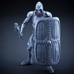 Skeleton - Heavy Infantry - Spear + Square Shield - Idle Pose