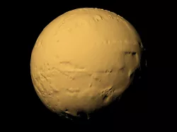 Titan with exaggerated topography scaled one in sixty million