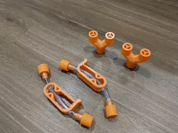 2-way ventilator splitter with integraged valve mounts & flow restrictor
